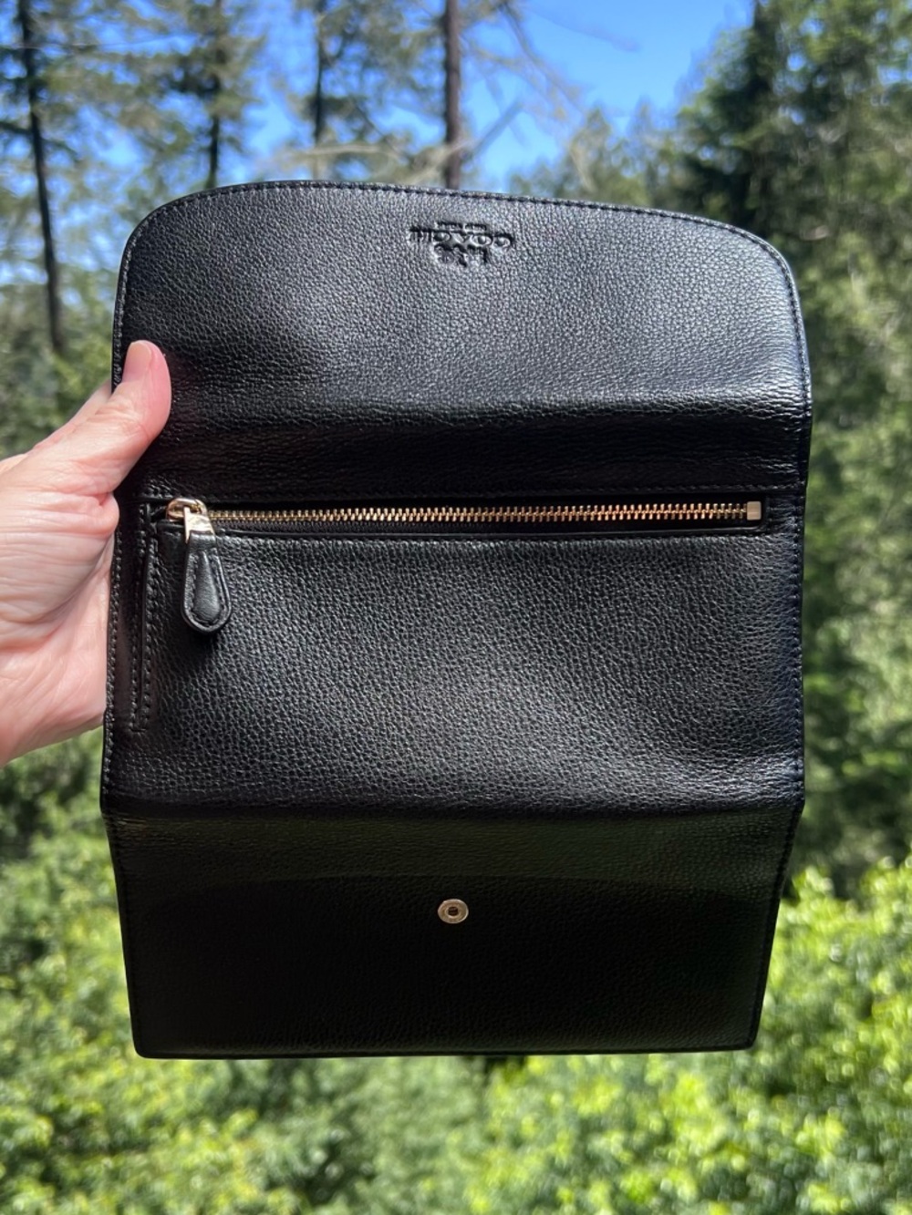 VINTAGE COACH Women's Trifold Wallet in Pebble Leather w Gold Hardware AUTHENTIC - Picture 4 of 5